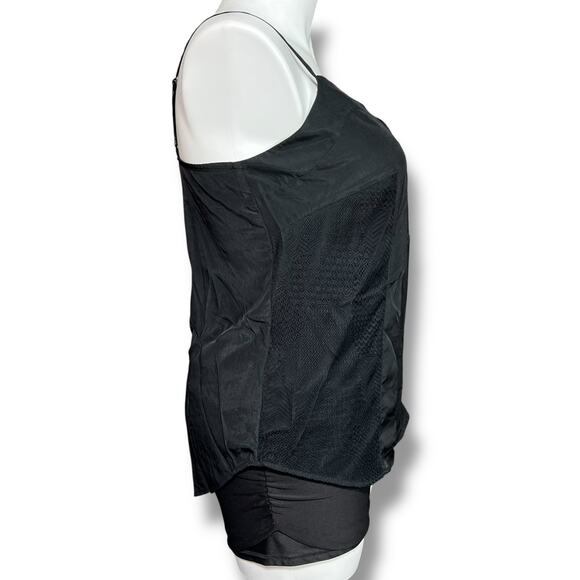 Mossimo Womens Camisole Tank Top Spaghetti Strap Lace Satin Black Large - Picture 2 of 9